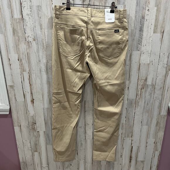 New Prana Stretch Zion Slim Tapered 5 Pocket Sandbar Tan Pants Mens Size 30X32 - Picture 4 of 6